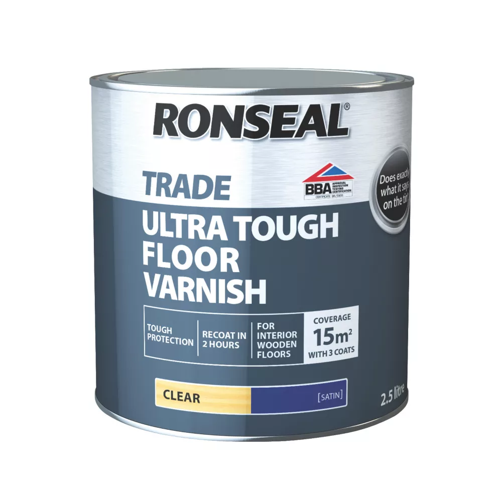 Ronseal Trade Ultra Tough Floor Varnish Satin 2.5Ltr Ronseal Trade Ultra Tough Floor Varnish Satin 2.5Ltr -Harris Paint Store 228VT P