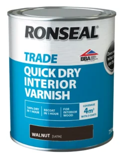 Ronseal Trade Quick-Dry Interior Varnish Satin Walnut 750ml