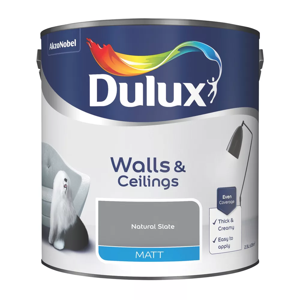 Dulux Matt Natural Slate Emulsion Paint 2.5Ltr Dulux Matt Natural Slate Emulsion Paint 2.5Ltr -Harris Paint Store 3654K A1