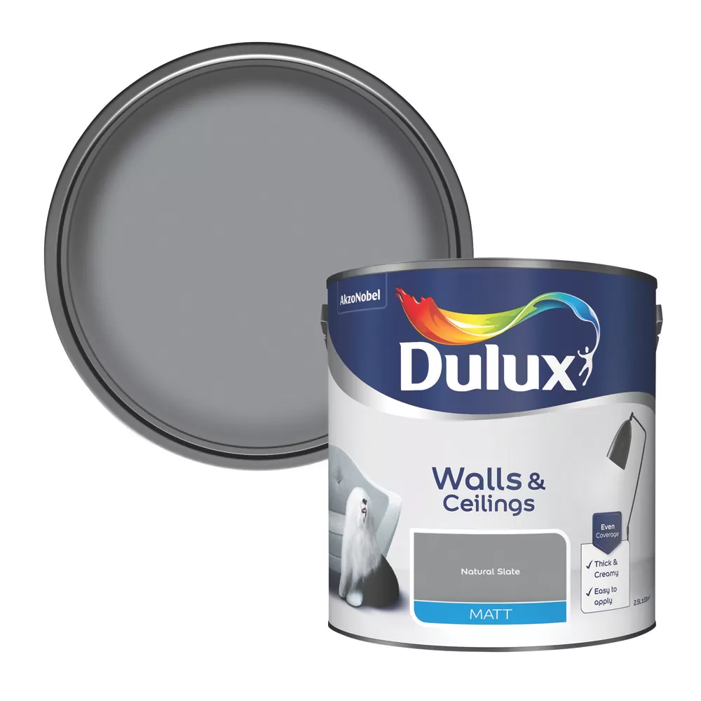 Dulux Matt Natural Slate Emulsion Paint 2.5Ltr Dulux Matt Natural Slate Emulsion Paint 2.5Ltr -Harris Paint Store 3654K P