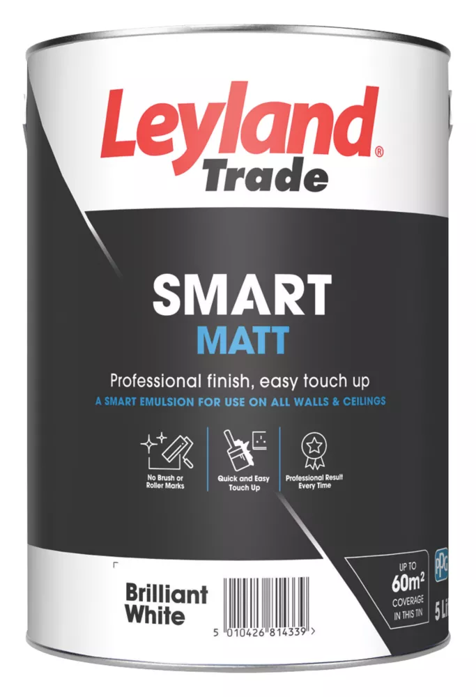 Leyland Trade Smart Matt Brilliant White Emulsion Paint 5Ltr Leyland Trade Smart Matt Brilliant White Emulsion Paint 5Ltr -Harris Paint Store 417PT P