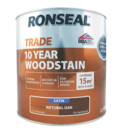 Ronseal Trade 10 Year Woodstain Satin Natural Oak 2.5Ltr