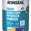 Ronseal Trade Quick-Dry Interior Varnish Satin Clear 750ml -Harris Paint Store 551HT P