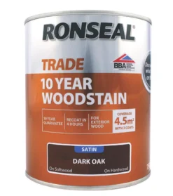 Ronseal Trade 10 Year Woodstain Satin Dark Oak 750ml