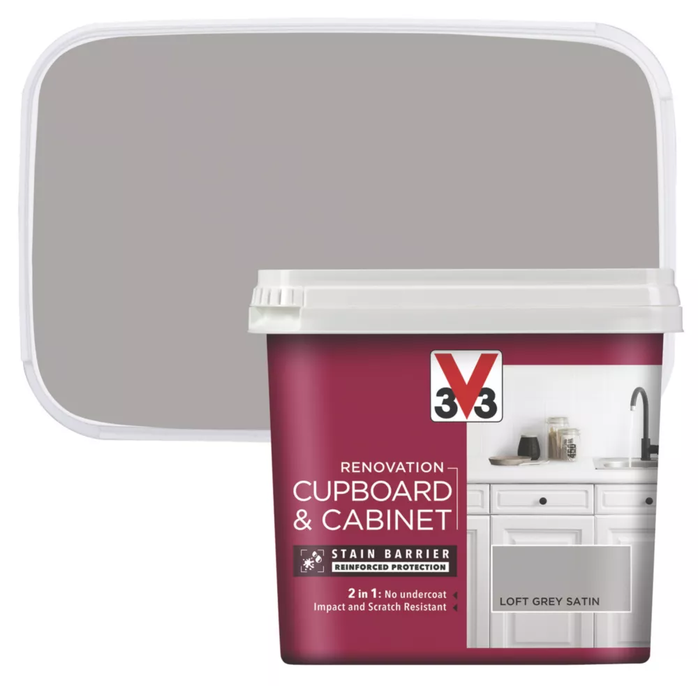V33 Satin Loft Grey Trim Cabinet Paint 750ml V33 Satin Loft Grey Trim Cabinet Paint 750ml -Harris Paint Store 567GV P