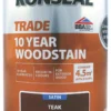 Ronseal Trade 10 Year Woodstain Satin Teak 750ml -Harris Paint Store 594FG P