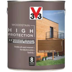 V33 High-Protection Exterior Woodstain Satin Dark Oak 2.5Ltr