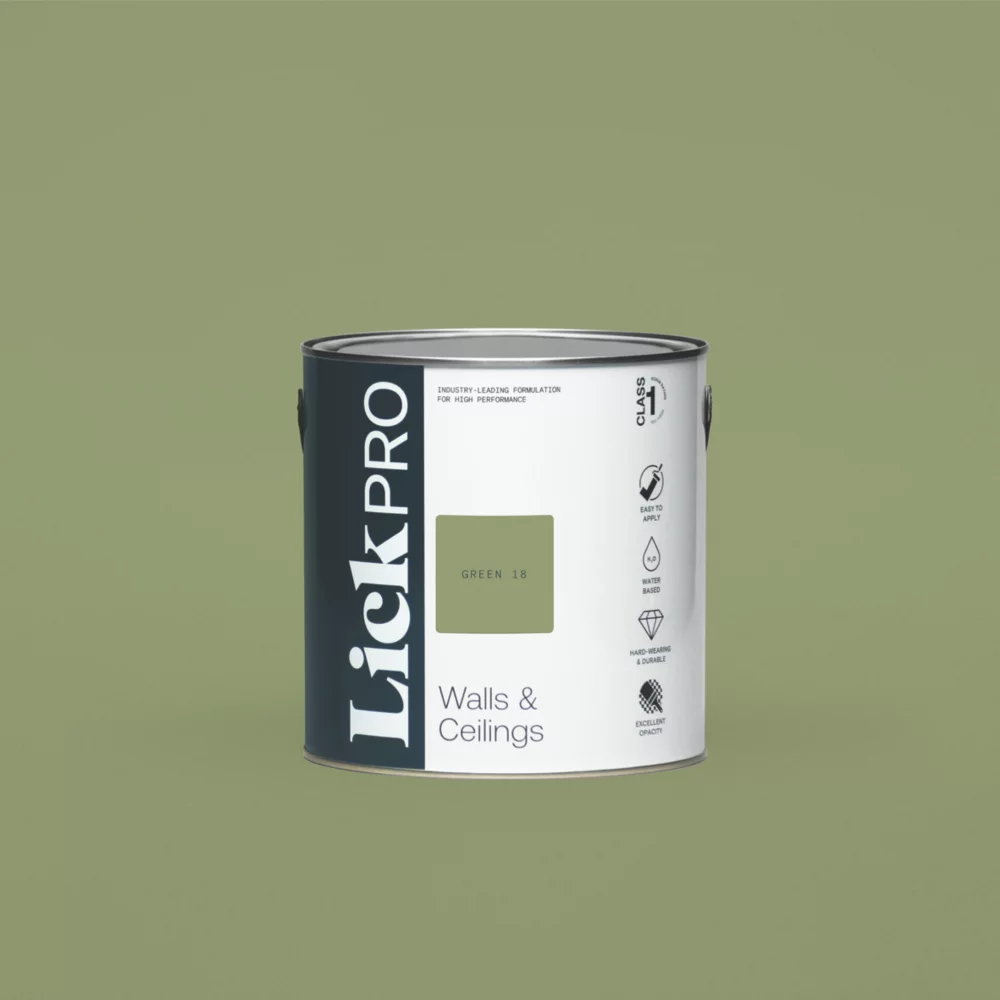 LickPro Eggshell Green 18 Emulsion Paint 2.5Ltr LickPro Eggshell Green 18 Emulsion Paint 2.5Ltr -Harris Paint Store 932JY P