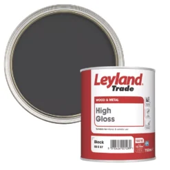 Leyland Trade High Gloss Black Trim Paint 750ml